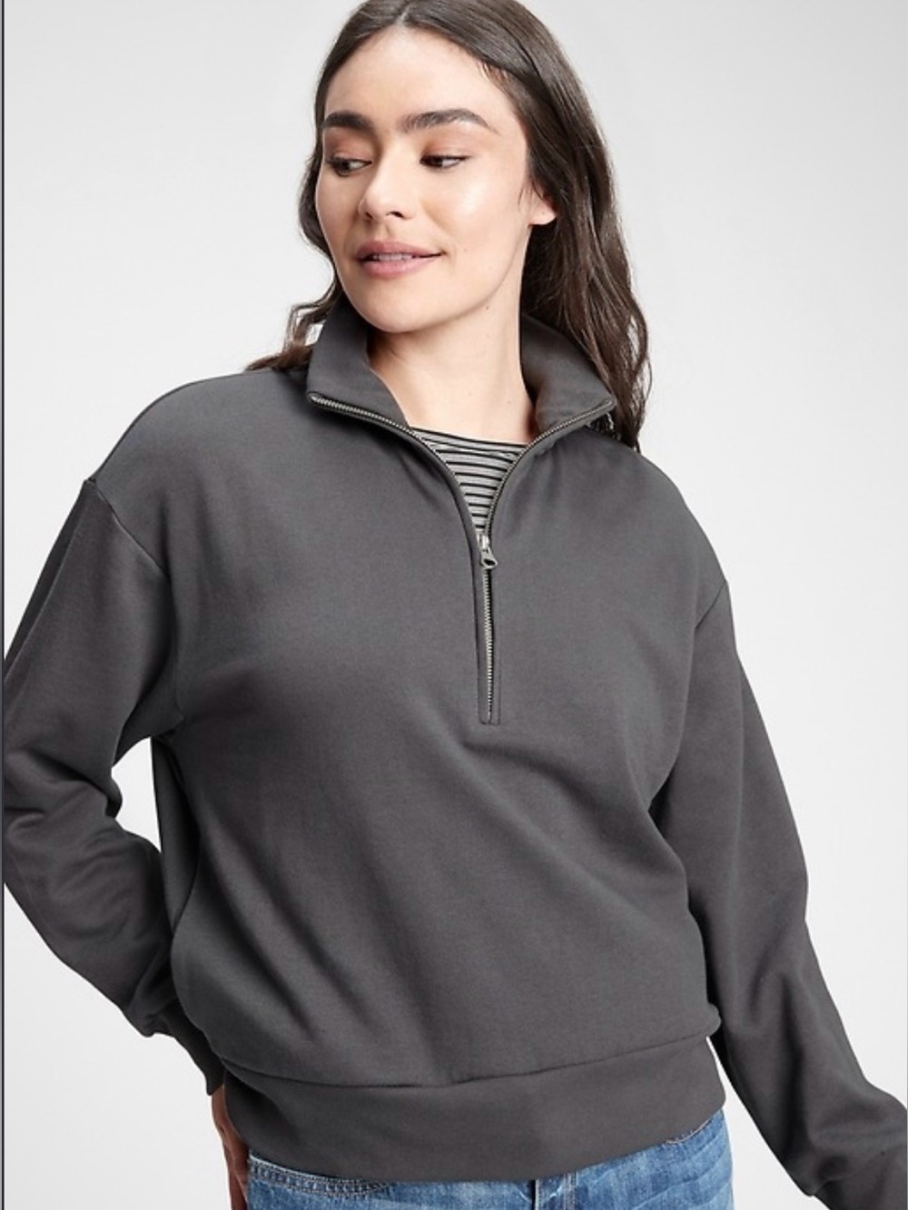 Gap Factory Half-Zip Mockneck Sweatshirt Soft Black Size L